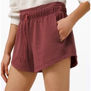 Lululemon Burgundy Inner Glow Shorts High Rise Pockets Women's Size 6